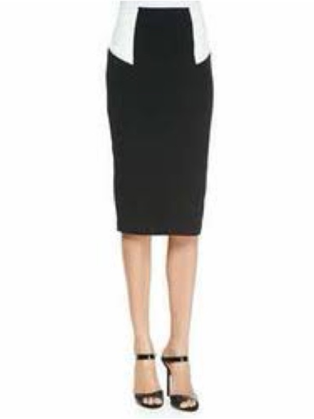 ALICE + OLIVIA Black Pencil Skirt White Waist Panels Designer S Classic Work
